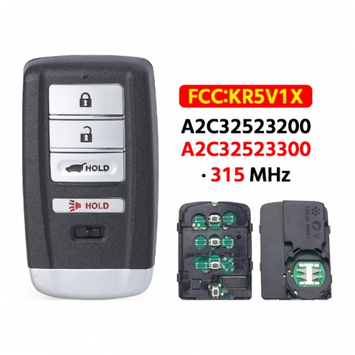 4 ButtonSmart Key 315MHz PCF7953X ID47 Chip KR5V1X A2C32523200 A2C32523300 For Acura MDX RDX ILX TLX 2014-2020(SUV)
