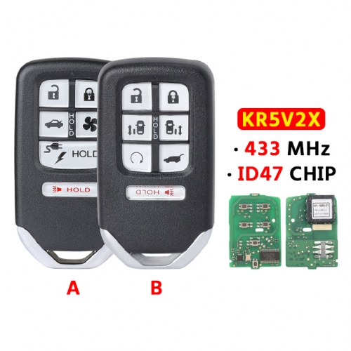 6/7Button Smart Remote Key 433.92MHz FSK ID47 KR5V2X  for Honda Clarity 2018  T-Odyssey 2018 2019 2020