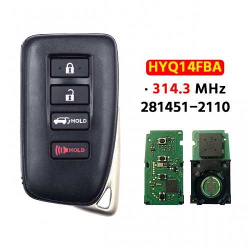 4 Buttons Smart Remote Car Key 314.3Mhz HYQ14FBA 281451-2110  For Lexus NX300h NX300 NX200t LX570 2016 2017 2018 2019 2020