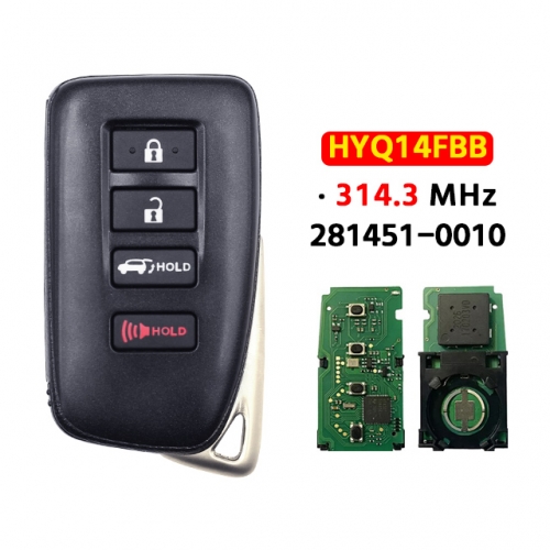 4 Buttons Smart Remote Key HYQ14FBB 314.3MHz 0010 Board For Lexus RX350 RX450h RX450hL 2016 2017 2018 2019 SUV