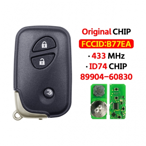 3 Button 433Mhz ID74 Chip FCCID B77EA 89904-60830 89904-60830 Fob For Lexus Lx450D Lx460 Lx570