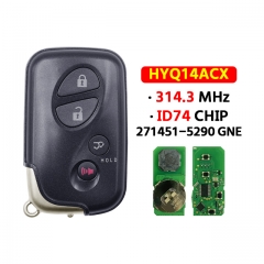 4 Buttons Remote Car Key 314.3MHz  HYQ14ACX 271451-5290 GNE For Lexus RX350 RX450 RX450h GX460 LX570 SUV