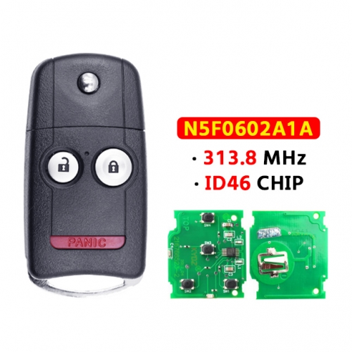 2+1 Button Flip Remote Key For Acura MDX 313.8MHZ(FCC#:N5F0602A1A)