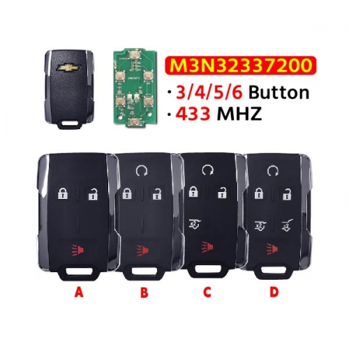 3 / 4 / 5 / 6 Button remote key M3N-32337200 433MHz For Chevrolet Silverado 2019 2020 2021