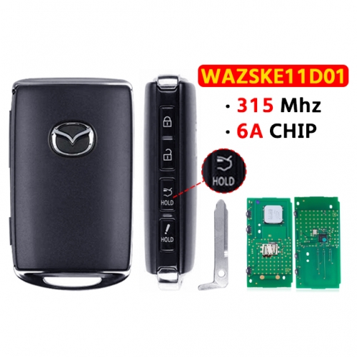 4Button Smart Card Key Fob 315MHz 6A CHIP  WAZSKE11D01 SKE11D-01 For Mazda 3 CX30 CX-30 2019 2020 2021 2022
