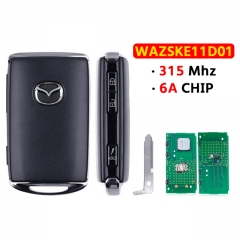 3Button Smart Card Key Fob 315MHz 6A CHIP  WAZSKE11D01 SKE11D-01 For Mazda 3 CX30 CX-30 2019 2020 2021 2022