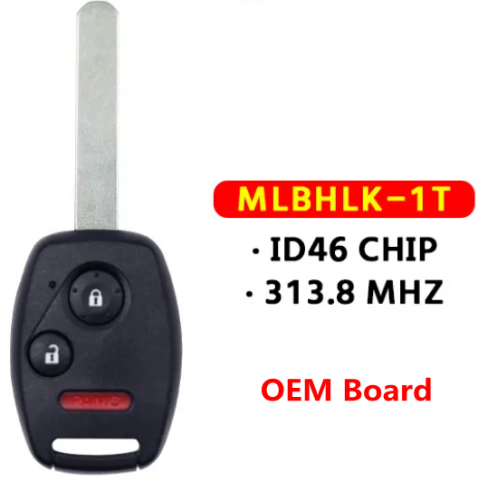2+1Button  Remote Smart Car Key Fob  313.8Mhz  ID46 PCF7961 Chip MLBHLK-1T For Honda Accord MLBHLIK-1T（OEM Board）