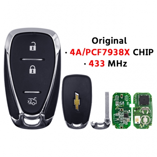 Original  3Button Remote Key For Chevrolet JM Trax Tracker Orlando 4A PCF7938X 433.92MHz  Keyless Promixity Card