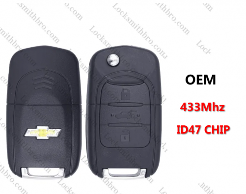 Original 3Button Chevrolet flip remote Key 433Mhz ID47 chip For 2020-2023 Chevrolet Captiva