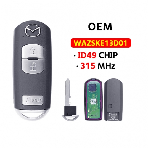 2+1Button Smart Key Fob  315MHz ID49  WAZSKE13D01  For Mazda 3 2014-2018 CX3 2016-2018 CX5 2013-2018