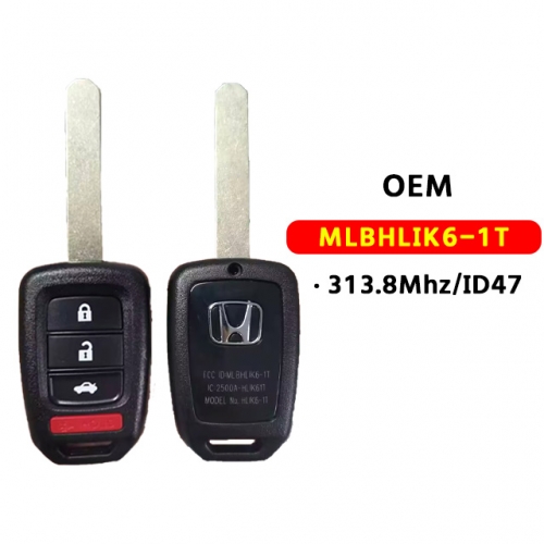 (OEM) FCC:MLBHLIK6-1T / MLBHLIK6-1TA  313.8/433MHz ID47 Remote Key Fob for 2013 2014 2015 2016 2017 Honda Accord Civic