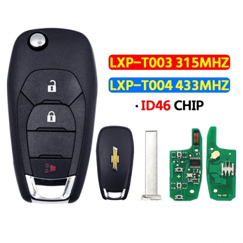 3 Buttons Flip Remote Key for Chevrolet Trax Sonic Spark Cruze XL7 XL8 2016 2017 2018 2019 LXP-T003 315MHz LXP-T004 433Mhz ID46