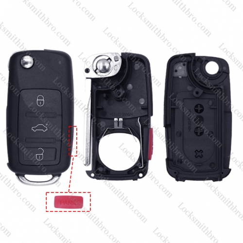 LockSmithbro 3+1 Button With Logo Inseparable VW Toureg Remote Key Shell