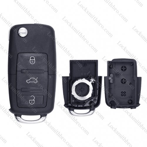 LockSmithbro 3 Button Separable VW Flip Remote Key Shell With Logo