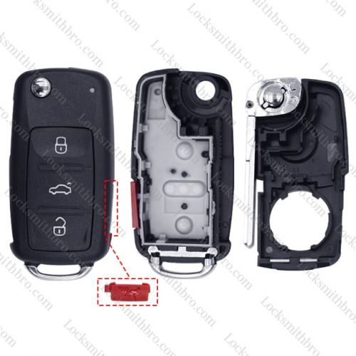 LockSmithbro 3+1 Button Inseparable VW Flip Remote Key Shell With Logo