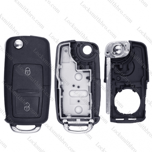 LockSmithbro 2 Button Inseparable VW Flip Remote Key Shell With Logo