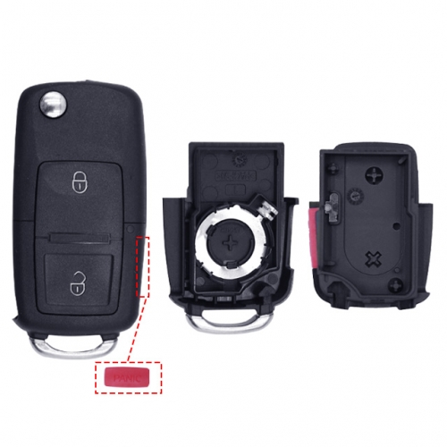 LockSmithbro 2+1 Button Separable VW Flip Remote Key Shell With Logo