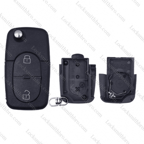 LockSmithbro 2032 Battery 2 Button With Logo VW Flip Remote Key Shell