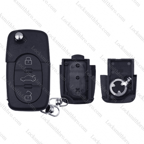 LockSmithbro 1616 Battery 3 Button With Logo VW Flip Remote Key Shell