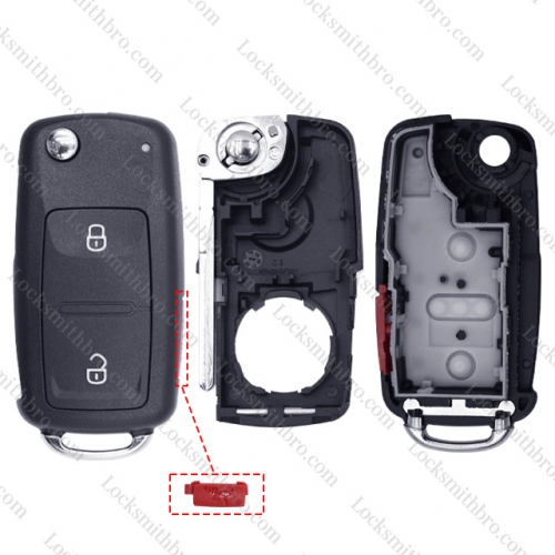 2+1 Button Inseparable VW Flip Remote Key Shell With Logo