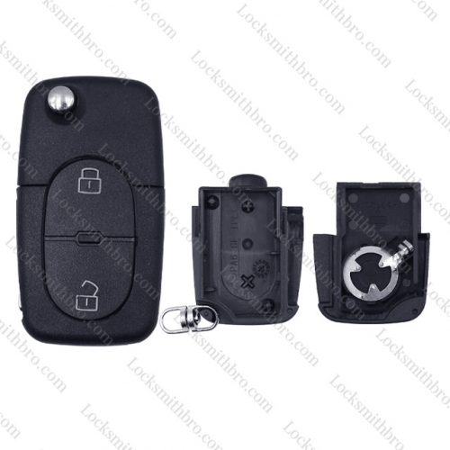 LockSmithbro 1616 Battery 2 Button With Logo VW Flip Remote Key Shell