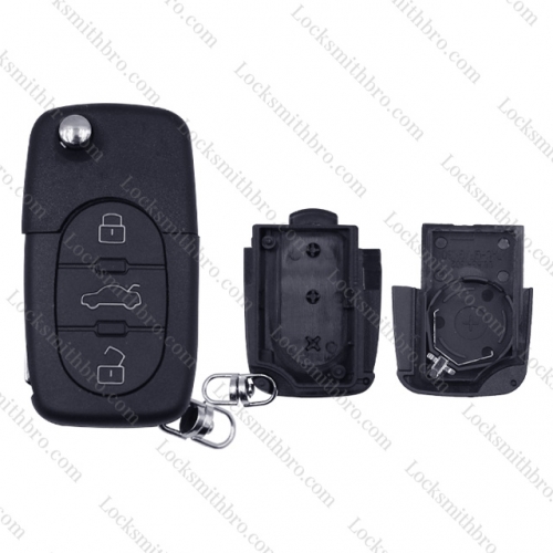 LockSmithbro 2032 Battery 3 Button With Logo VW Flip Remote Key Shell