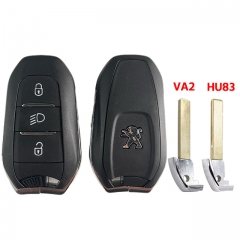 3 Button T-Peugeot smart key shell HU83/VA2 blade with Logo
