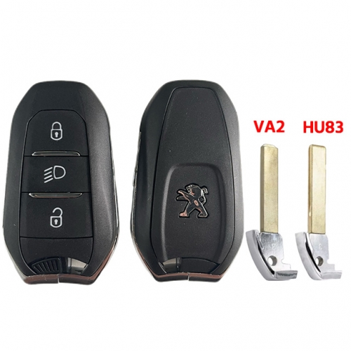 3 Button T-Peugeot smart key shell HU83 blade with Logo