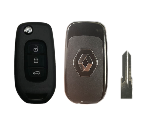 3 Button T-Renault Flip key shell with logo