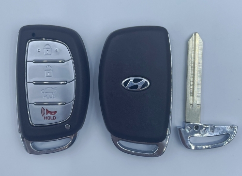 4 Button For T-Hyundai smart Key Shell Right blade With Logo (with Battery Holder)