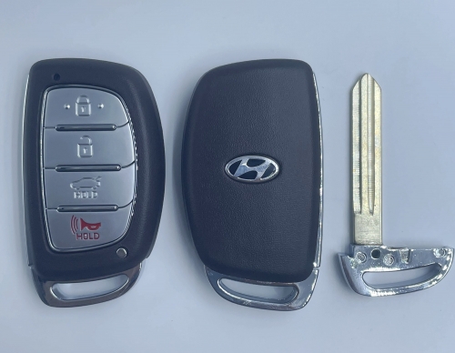 4 Button For T-Hyundai smart Key Shell Left blade  With Logo (with Battery Holder)