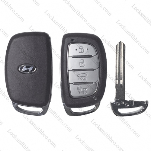 4 Button For T-Hyundai smart Key Shell Left blade With Logo (with Battery Holder)