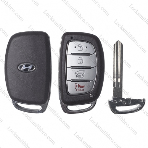 4 Button For T-Hyundai smart Key Shell SUV button Left blade With Logo (with Battery Holder)