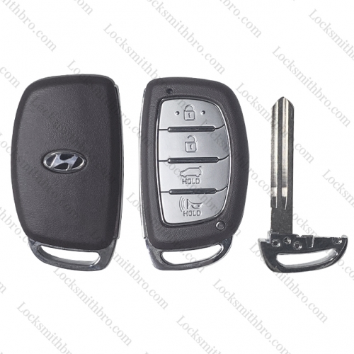 4 Button For T-Hyundai smart Key Shell SUV button Left blade With Logo (with Battery Holder)