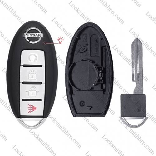 LockSmithbro 4 Button with Blade Nissa with Logo Remote Smart Key Case (Signal Light)