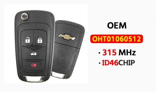 OEM 4 Button Chevrolet smart key 315MHZ ID46CHIP FCC：OHTO1060512