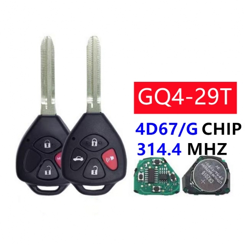 4 Buttons GQ4-29T 314MHz 4D67/G Chip For T-Toyota Avalon USA Corolla 2011-2013 Matrix T-Pontiac Vibe Remote Car Key Fob