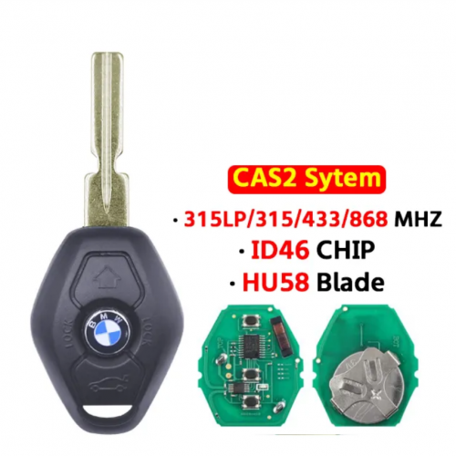 3Button Remote key 315LP/315/433/868Mhz  ID46 Chip For BMW CAS2 System1 3 5 7 Series （HU58Blade）