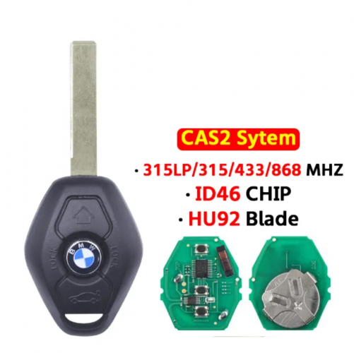 3Button Remote key 315LP/315/433/868Mhz  ID46 Chip For BMW CAS2 System1 3 5 7 Series （HU92 Blade）