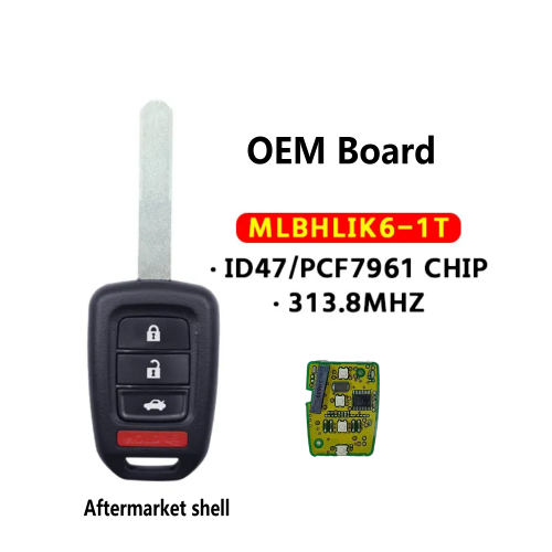 OEM Board 3+1Buttons Remote key  MLBHLIK6-1T 313.8Mhz PCF7961 ID47 Chip For Honda Accord Sport Accord LX Civic 2013 2014 2015