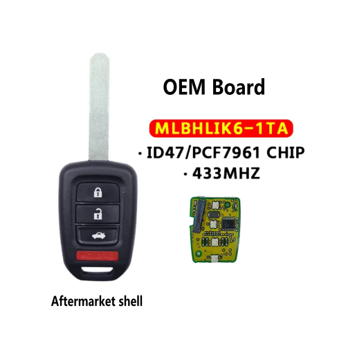 OEM Board 3+1Buttons Remote key  MLBHLIK6-1TA 433Mhz PCF7961 ID47 Chip For Honda Accord CR-V CIVIC 2016 2017