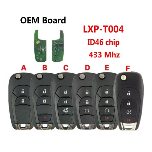 OEM Board 2/3/4 Buttons Remote Key Fob 433Mhz ID46 Chip LXP-T004  For 2016-2019 Chevrolet Cruze Locked