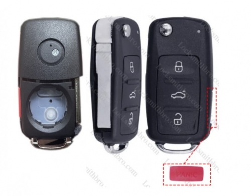 3+1Button VW Filp remote key shell with logo