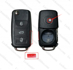 LockSmithbro 3+1 Button Inseparable VW Flip Remote Key Shell With Logo(with Screw style)