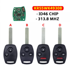 2/3/3+1 Buttons313.8Mhz ID46 Chip KR55WK49308 Car Remote Key for Honda Pilot Accord Sedan 2008-2012
