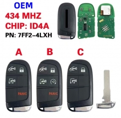 OEM 3/4/5 Button 2022-2023 Dodge RAM Promaster Smart key 434MHZ ID4A chip PN:7FF2-4LXH FCC：M3N-40821302 （LOGO：RAM）