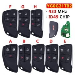 3/4/5/6 Button Smarty Car Key For GMC Yukon XL 433MHz ID49 Chip FCC ID YG0G21TB2