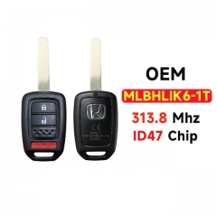 OEM  3-Button Remote Key 313.8MHz ID47 chip  FCC:MLBHLIK6-1T For 2013-2019 Honda CR-V Crosstour