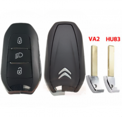 3Button T-Citroen smart key shell HU83 / VA2 blade with Logo