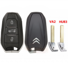 3Button T-Citroen smart key shell HU83 / VA2 blade with Logo
